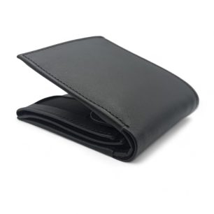 Luxury Black Leather Wallet with Card & Coin Pockets